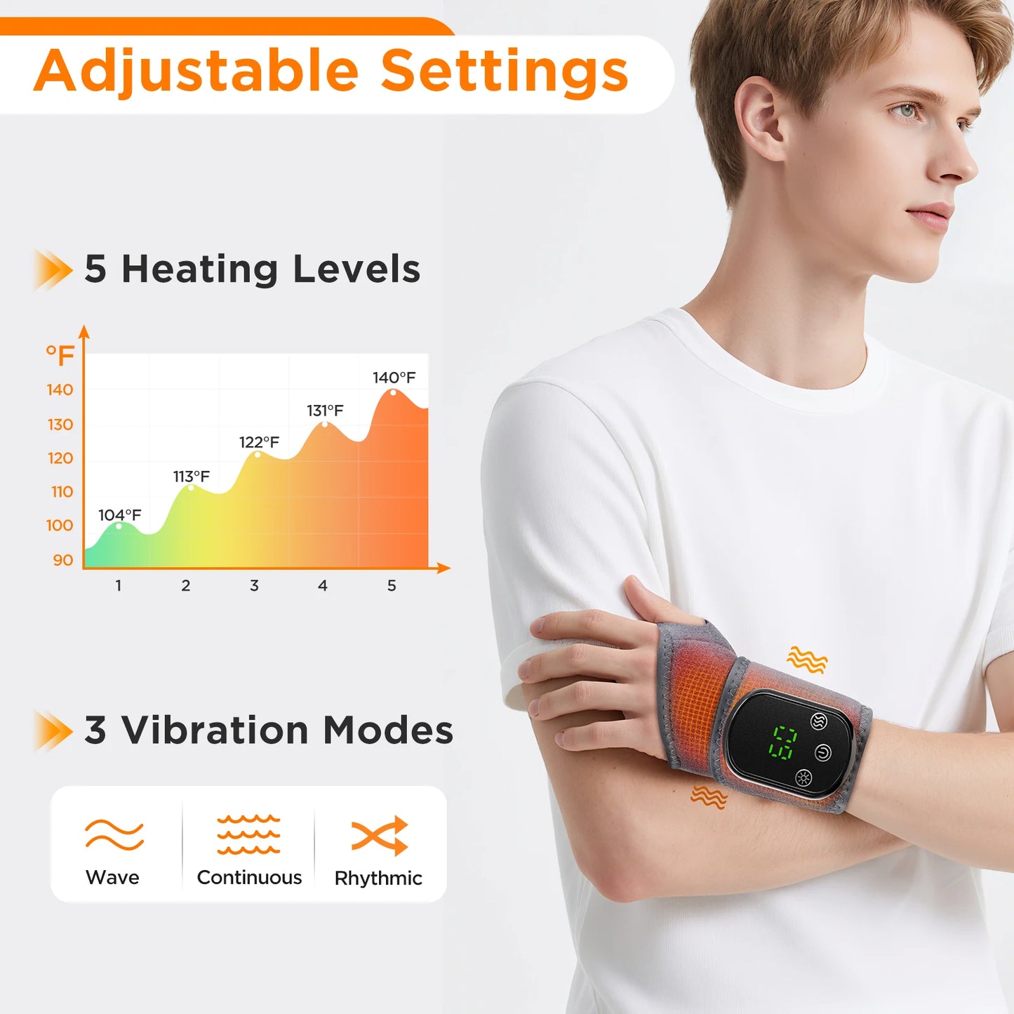 Electric Heating Wrist Guard 5 Levels Hot Compress Massage Wrist Brace Ankle Wrap Hand Foot Protector Rechargeable Wristband